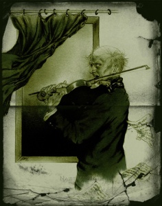 Artist rendition of Erich Zann playing violin